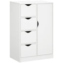 HOMCOM Freestanding Bathroom Cabinet with 4 Drawers and Door Cupboard White