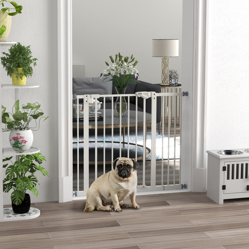 PawHut Adjustable Safety Gate w/ 1 Extensions and Four Adjustable Screws, White