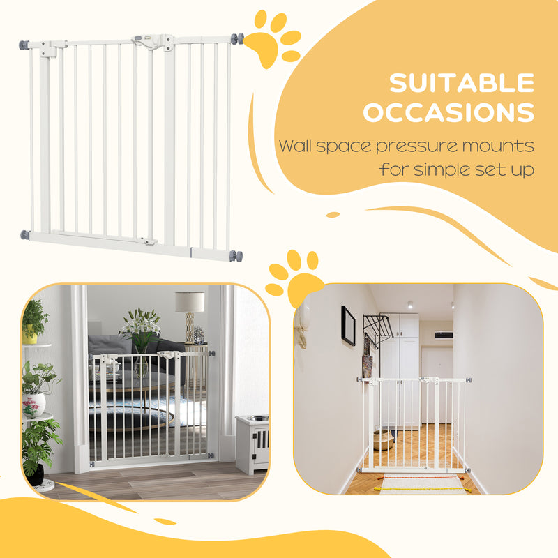 PawHut Adjustable Safety Gate w/ 1 Extensions and Four Adjustable Screws, White
