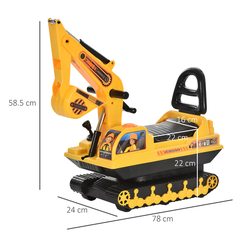 HOMCOM Kids Ride On Digger - Yellow