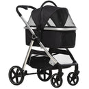 PawHut One-Click Foldable Pet Stroller w/ Storage Basket, for Small Pets - Black