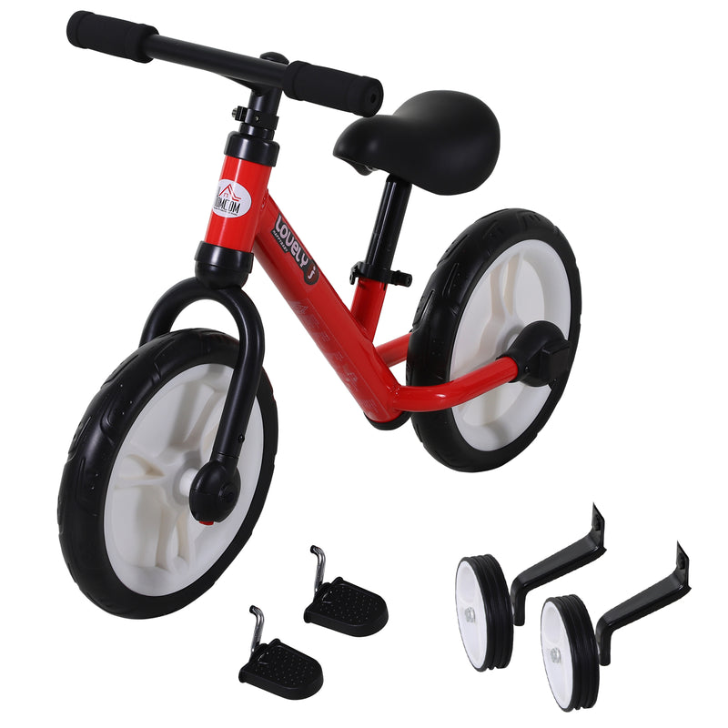 Toddler Balance Bike with Stabalisers - Red