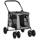 PawHut One-click Foldable Pet Stroller w/ Mesh Windows, for Small Pets - Grey