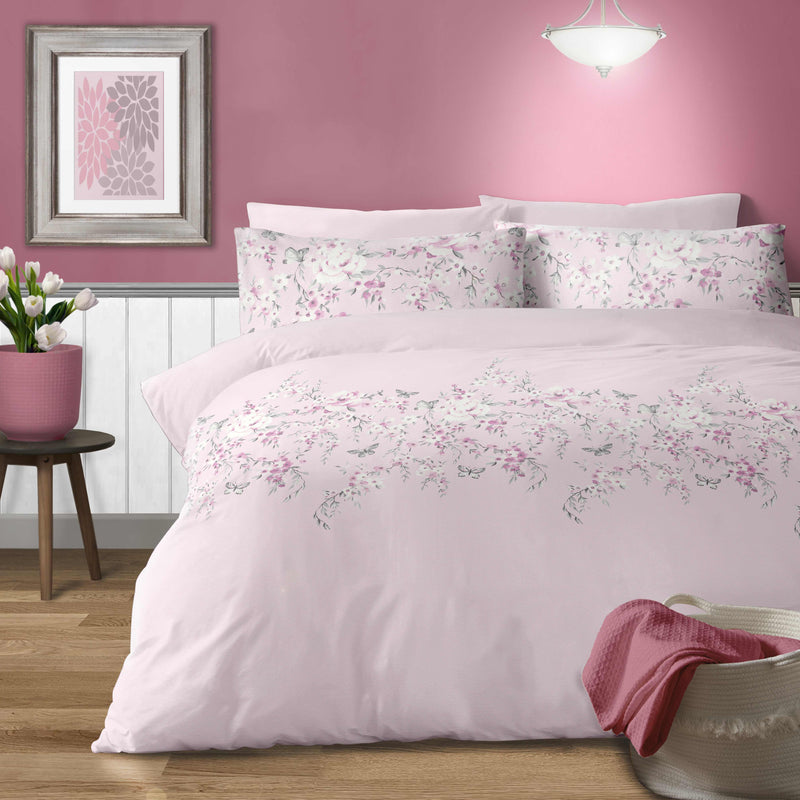 Blossom Border Duvet Cover- Blush