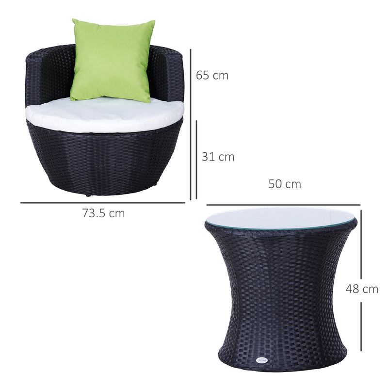 Outsunny-3 Piece Rattan Bistro Set With Cushions
