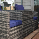 Outsunny 6 PCS Patio Rattan Sofa Set Conversation Furniture with Storage Blue