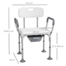 HOMCOM 3-in-1 Shower Chair Adjustable Bedside Commode Raised Toilet Seat White