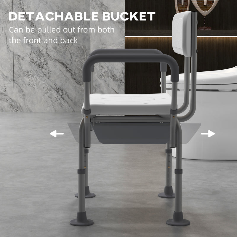 HOMCOM 3-in-1 Shower Chair Adjustable Bedside Commode Raised Toilet Seat White