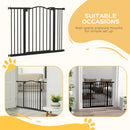 PawHut 74-100cm Adjustable Metal Pet Gate Safety Barrier w/ Auto-Close Black