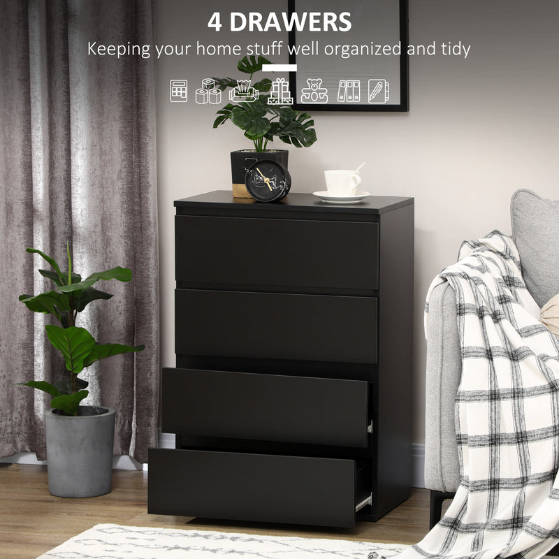 HOMCOM Bedroom Chest of Drawers, 4 Drawers Dresser, Drawer Unit