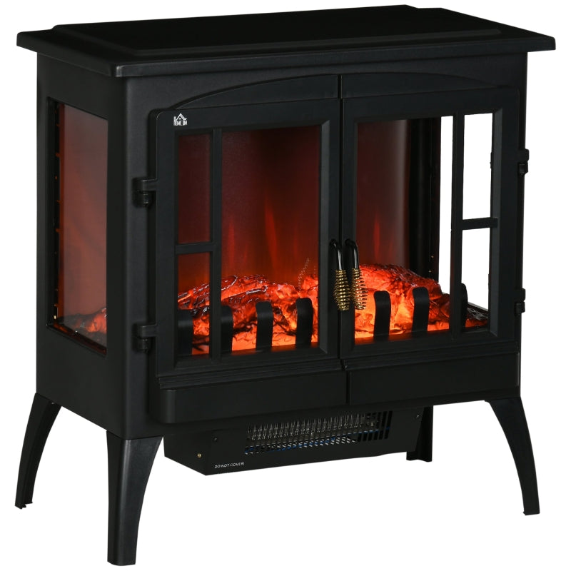HOMCOM Electric Fireplace Heater with LED Flame Effect - Black