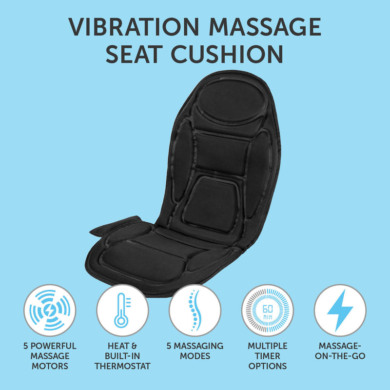 Carmen Massage Vibration Massage Seat Cushion with Heat Black