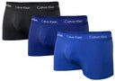 Calvin Klein 3 Pack of Boxer Trunks - Cotton Stretch - Black/Navy/Blue