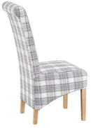 Pair of Scroll Back Dining Chair - Cappuccino Check