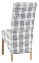Pair of Scroll Back Dining Chair - Cappuccino Check
