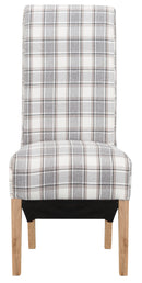 Pair of Scroll Back Dining Chair - Cappuccino Check