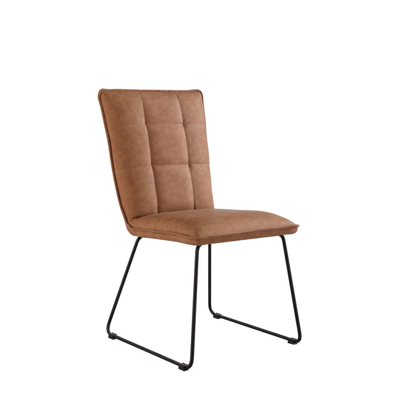 Pair of Darwen Panel Back Chair with Angled Legs - Tan