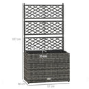 Outsunny Garden PE Rattan Planter Box w/ Trellis Flower Raised Bed, 57x30x107cm