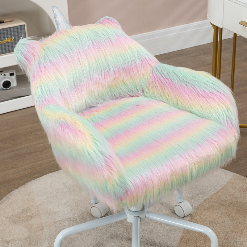 Vinsetto Faux Fur Unicorn Desk Chair Fluffy Home Office Chair with Armrests