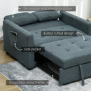 HOMCOM 2 Seater Sofa Bed Convertible Bed Settee With Cushions, Pockets, Grey