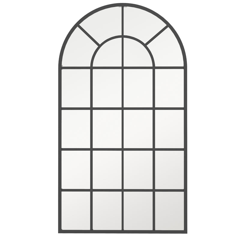 HOMCOM Modern Arched Wall Mirror, 110 x 62 cm Window Mirror for Living Room, Bedroom, Hallway, Black