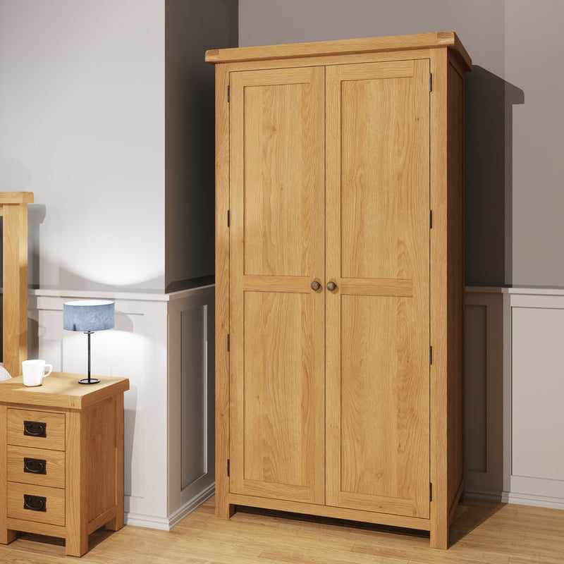 Tunbridge 2 Door Wardrobe - Medium Oak Finish