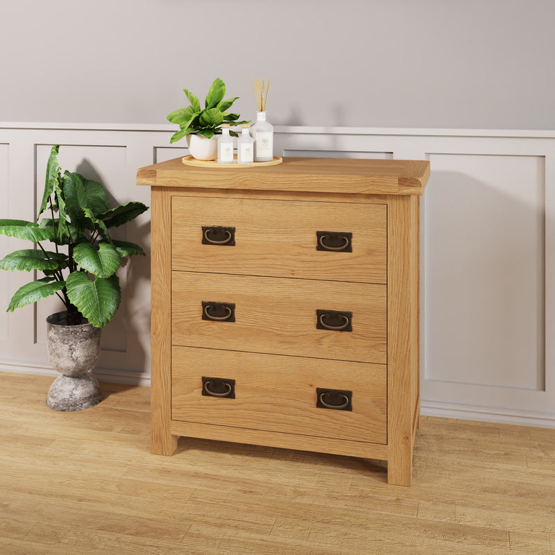Tunbridge Oak Chest of 3 Drawers 78 x 42 x 80 cm