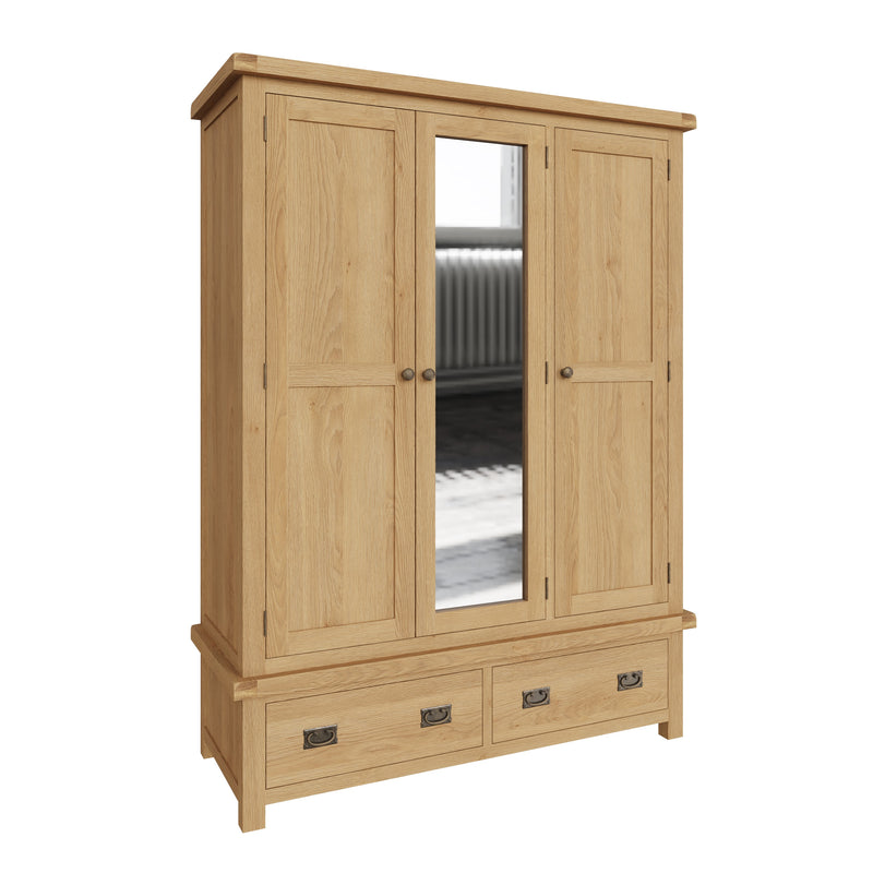 Tunbridge Oak Wardrobe 3 Door with Mirror 149 x 57 x 200 cm