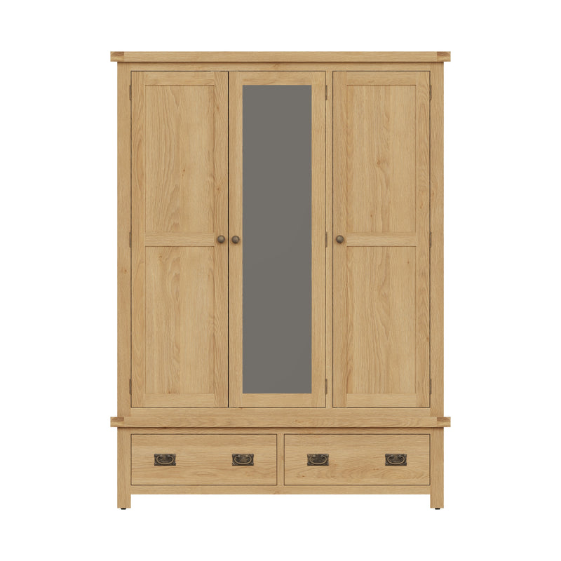 Tunbridge Oak Wardrobe 3 Door with Mirror 149 x 57 x 200 cm