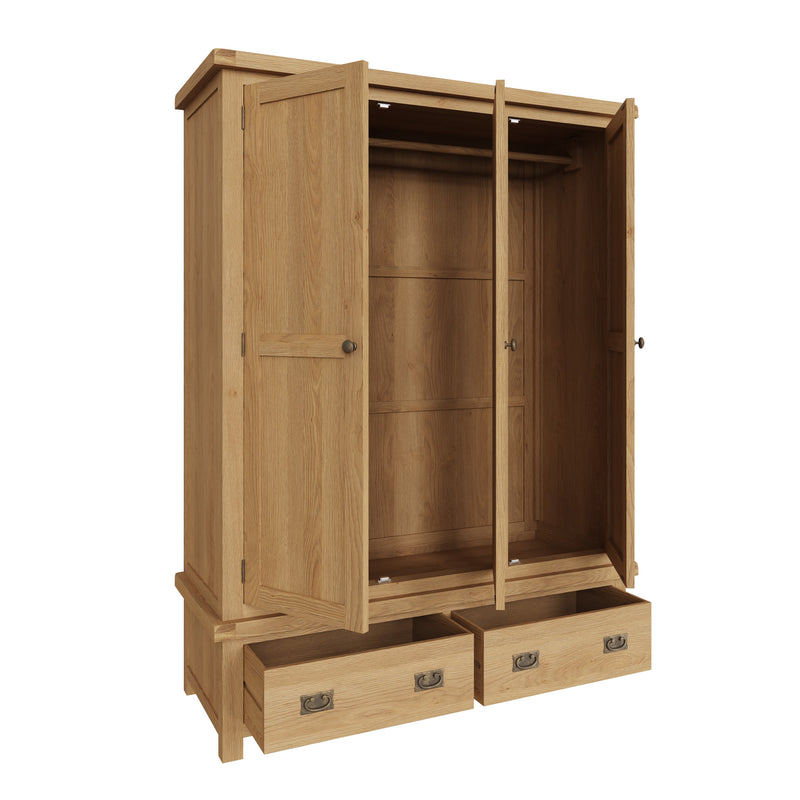 Tunbridge Oak Wardrobe 3 Door with Mirror 149 x 57 x 200 cm
