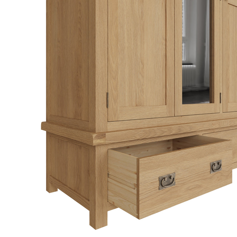 Tunbridge Oak Wardrobe 3 Door with Mirror 149 x 57 x 200 cm