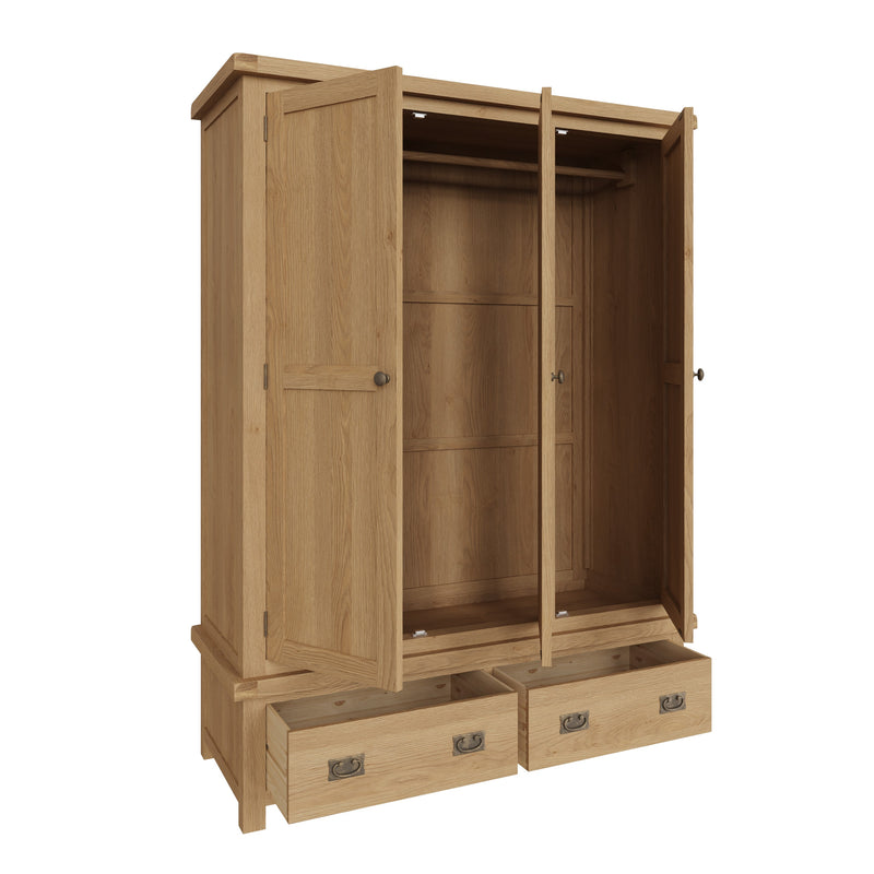 Tunbridge Oak Wardrobe 3 Door with Mirror 149 x 57 x 200 cm