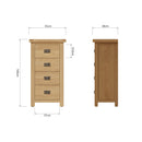 Tunbridge Oak Chest of 4 Drawers - Narrow 55 x 38 x 100 cm