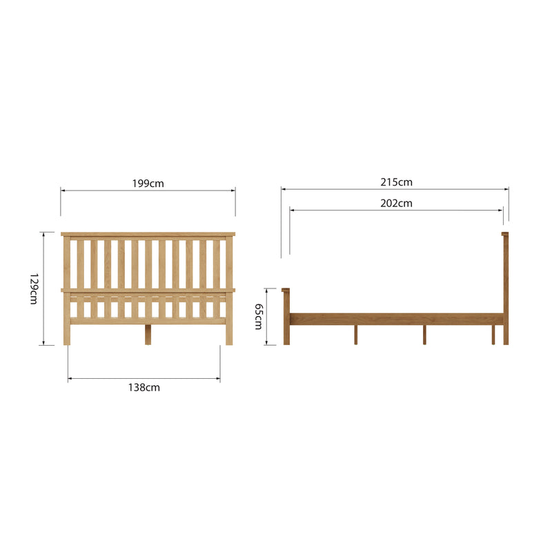 Tunbridge Oak Bed 6' Super King 197 x 215 x 2129 cm