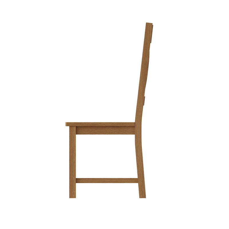 Tunbridge Pair of Oak Finish Cross Back Chair - Medium Oak Finish