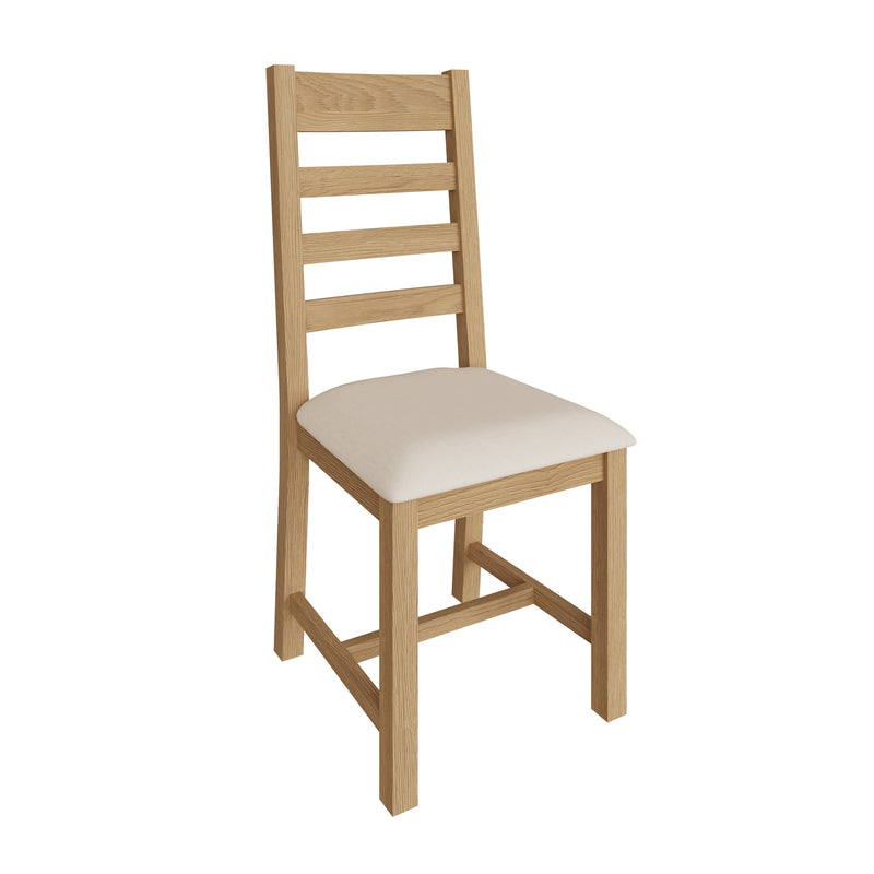 Tunbridge Pair of Oak Finish Upholstered Ladder Back Chair
