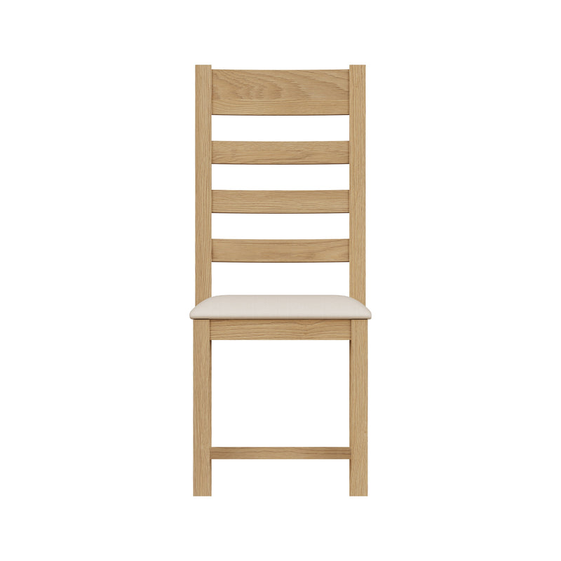 Tunbridge Pair of Oak Finish Upholstered Ladder Back Chair