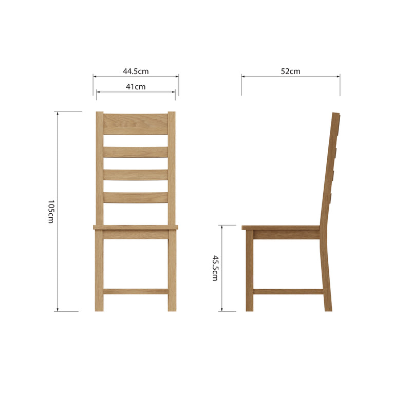 Tunbridge Pair of Oak Finish Ladder Back Chair