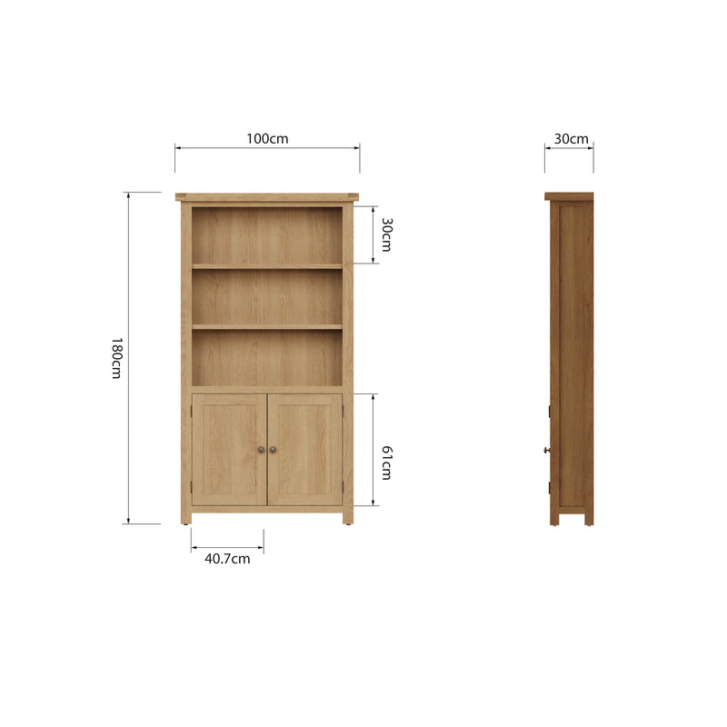 Tunbridge Oak Bookcase Large 100 x 30 x 180 cm
