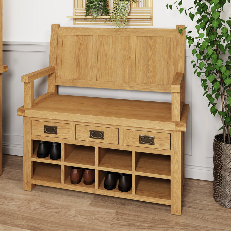 Tunbridge Oak Monks Bench 110 x 48 x 110 cm