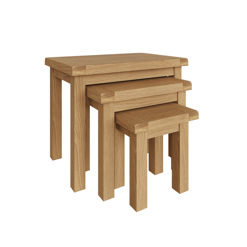 Tunbridge Oak Nest of 3 Tables 65 x 42 x 54 cm