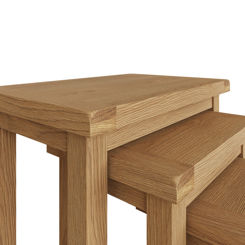 Tunbridge Oak Nest of 3 Tables 65 x 42 x 54 cm