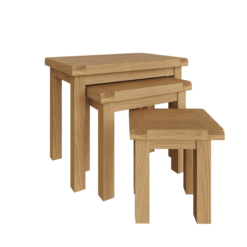 Tunbridge Oak Nest of 3 Tables 65 x 42 x 54 cm