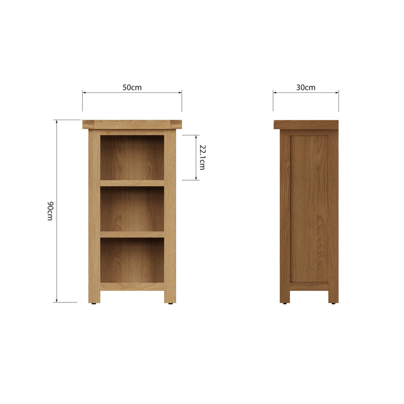 Tunbridge Oak Bookcase Narrow 50 x 30 x 90 cm