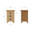 Tunbridge Oak Bedside Table with 3 Drawers 42 x 35 x 58 cm