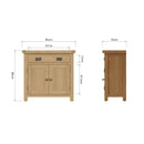 Tunbridge Oak Sideboard Small 2 Door 1 Drawer 85 x 35 x 80 cm