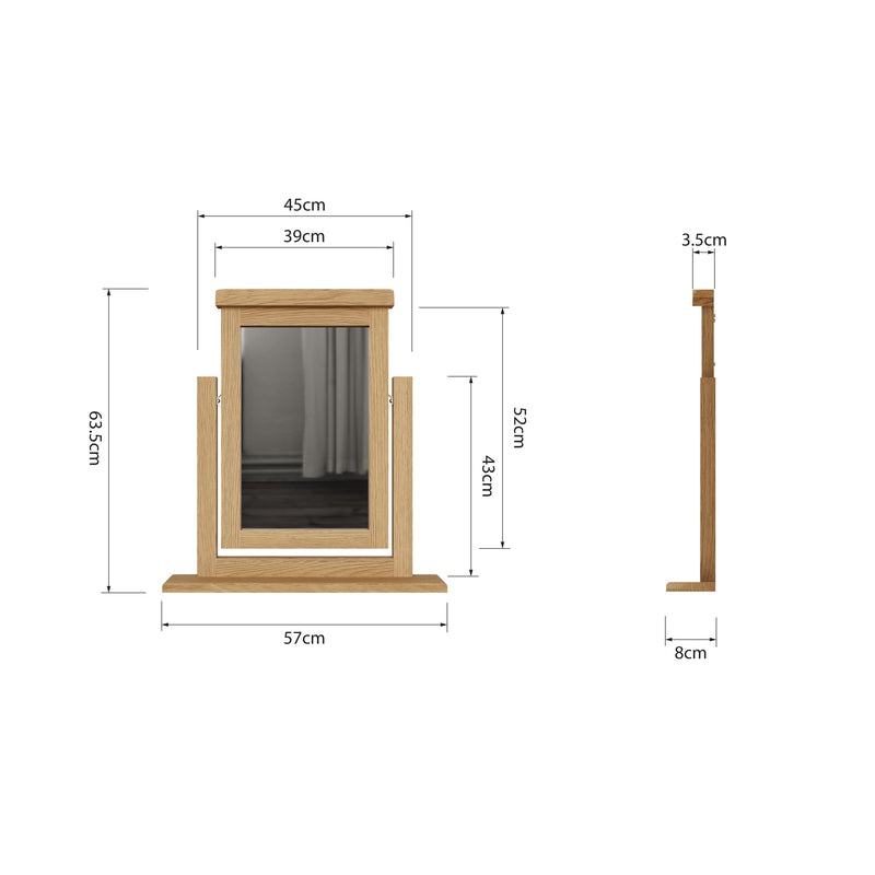 Tunbridge Oak Trinket Mirror 50 x 6 x 55 cm