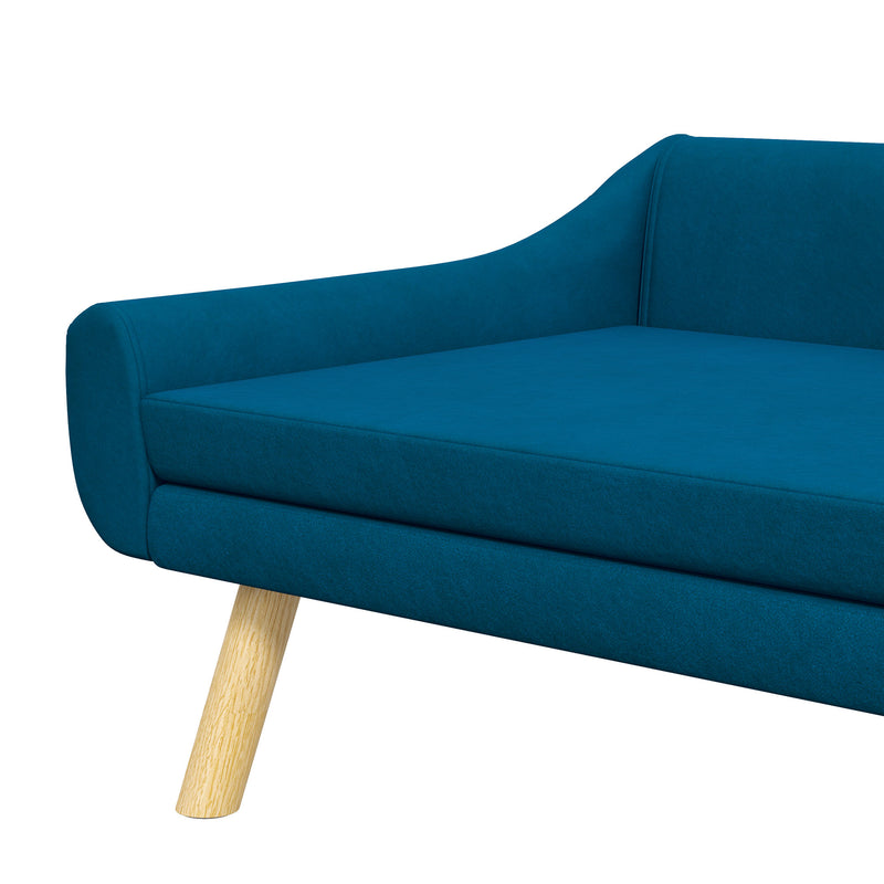 PawHut Dog Sofa Bed Raised Couch with Wooden Frame and Soft Cushion, Blue