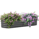 Outsunny Galvanised Raised Garden Bed Planter Box with Safety Edging, Dark Grey