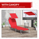 Outsunny Folding Chair Sun Lounger w/ Sunshade Garden Recliner Hammock Red